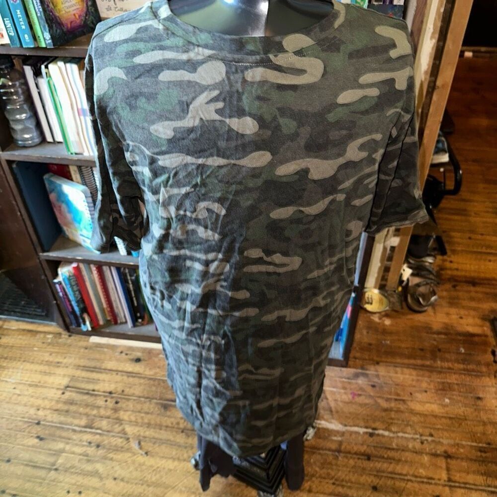 RD Style green camo knit L loungewear shirt dress - Picture 2 of 3